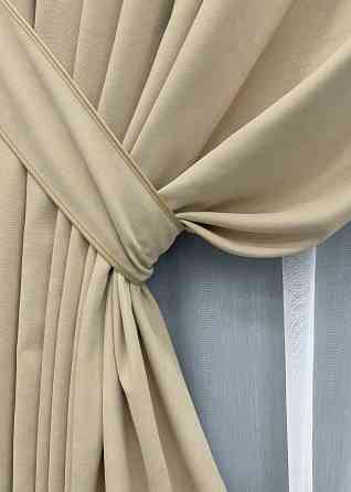 Комплект готовых штор VR-Textil Микровелюр Petek YL № 2013ш Бежевый 140х290 см 2 шт (39-0075) Киев