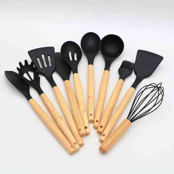 Набір кухонного приладдя, 19 предметів Kitchen Set, Чорний / Силіконовий набір для кухні/Кухонний набір Київ