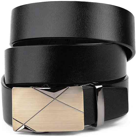 Ремінь чоловічий з пряжкою автомат діагональ Чорний (Vintage) Київ