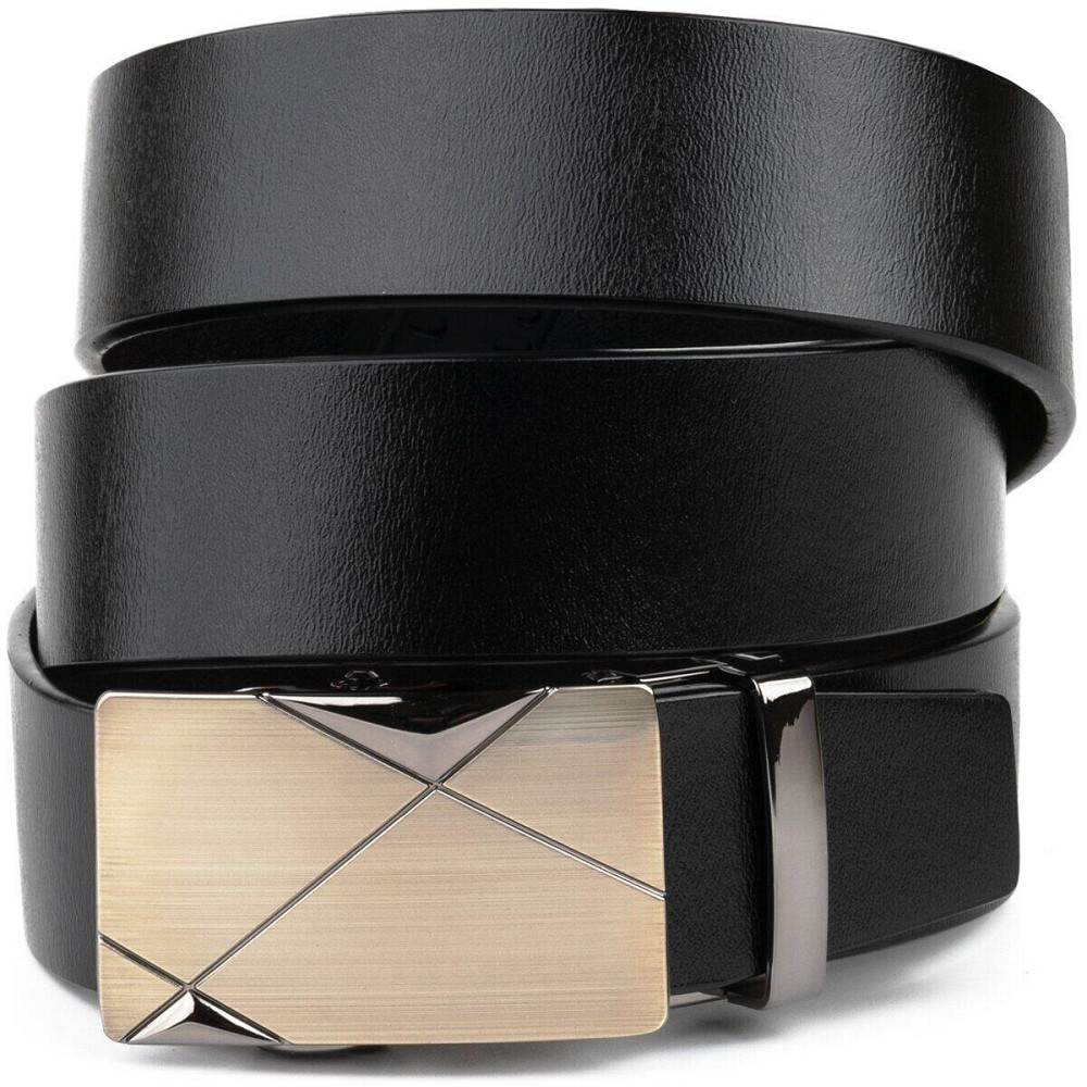 Ремінь чоловічий з пряжкою автомат діагональ Чорний (Vintage) Київ - фото 5