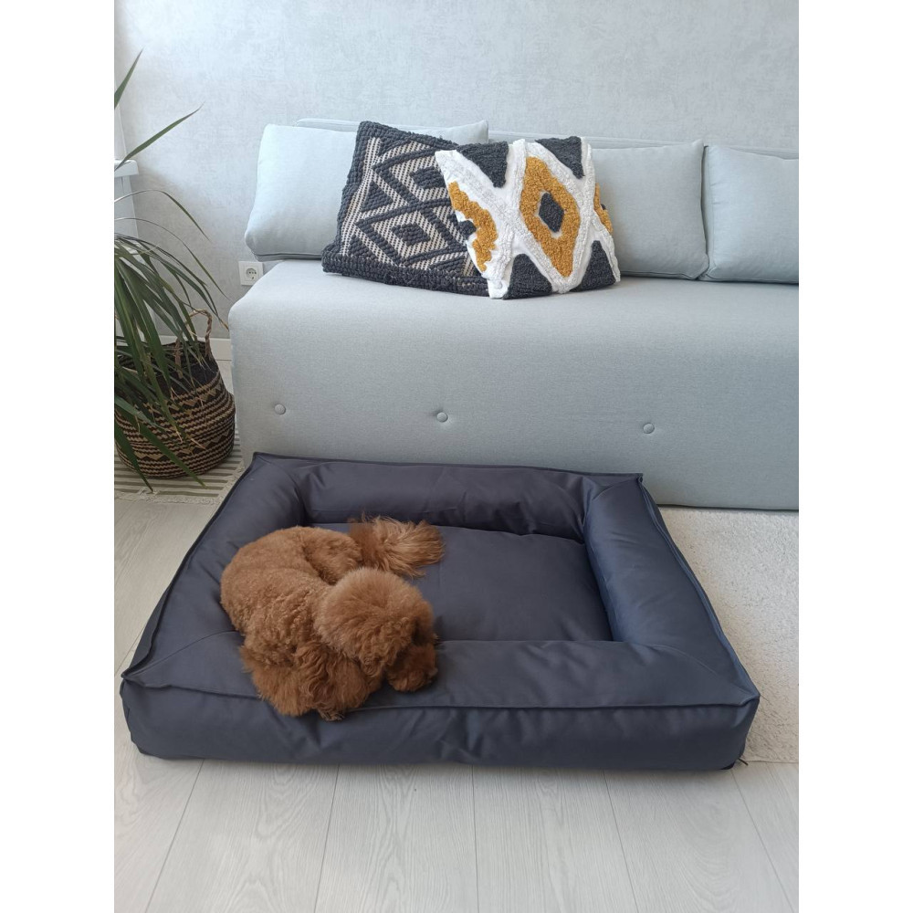 Водонепроникний лежак лежанка спальне місце для тварин зі знімним чохлом графіт S (60см) Київ - фото 1