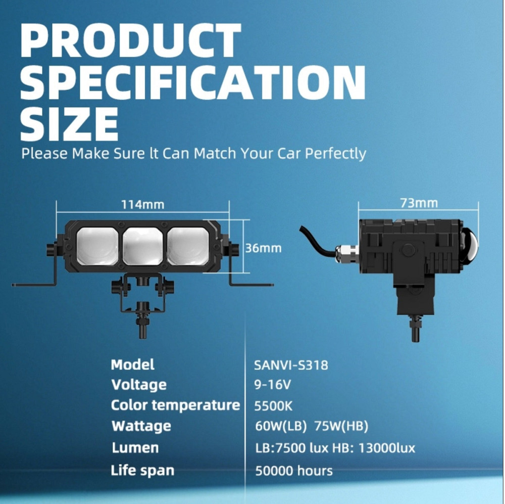 Комплект Bi-LED модулів Sanvi S318 60/75W 6000K 12V, 2 шт Харків - фото 6