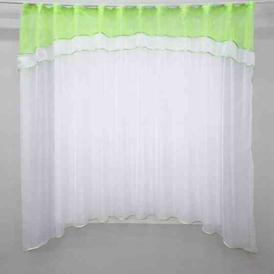 Кухонная гардина VR-Textil № 036к арка белый с салатовым 280х170 см (52-0398) Киев