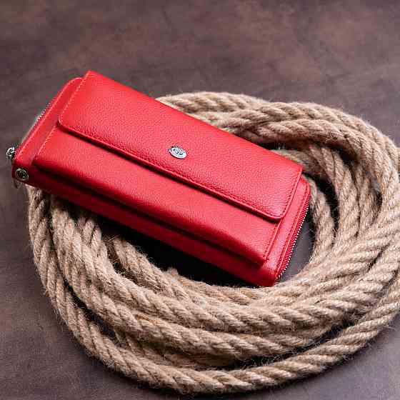 Кошелек с кармашком на лицевой стороне женский ST Leather 19366 Красный Киев