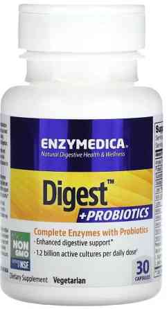 Ферменти і пробіотики, Digest + Probiotics, Enzymedica, 30 капсул Bio Київ