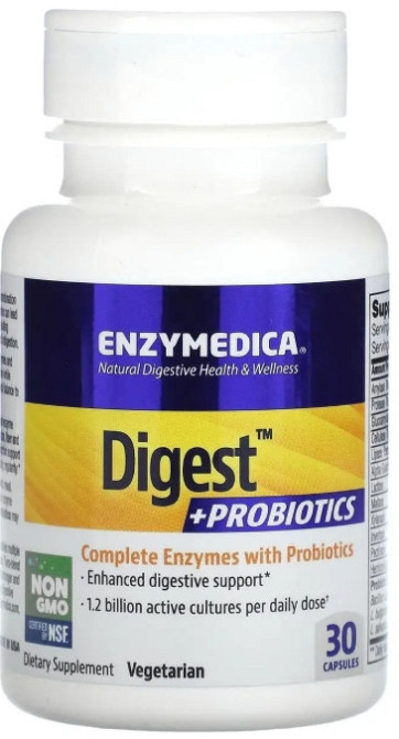 Ферменти і пробіотики, Digest + Probiotics, Enzymedica, 30 капсул Bio Київ - фото 1