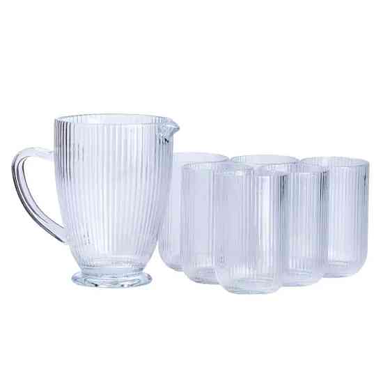 TS Kitchen Набір скляний глечик і 6 склянок прозорий Київ