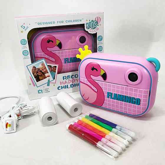 Детский фотоаппарат мгновенной печати YT008 PINK FLAMINGO с поддержкой microSD TC-43 Львов