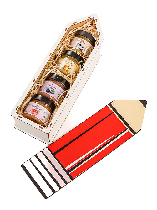 Подарочный набор для учителя в деревянной коробке №101 крем-мед Одесса - изображение 4