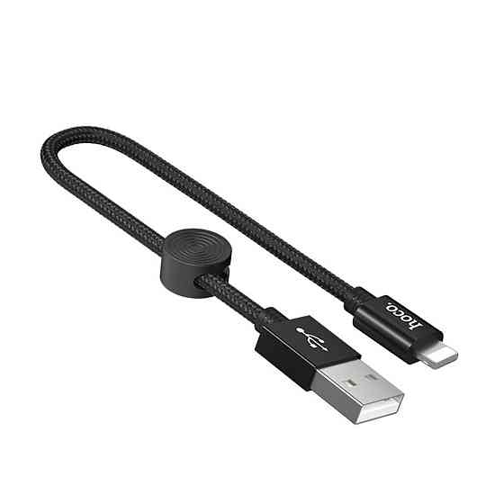 Кабель HOCO X35 USB - Lightning 2.4A, 0.25m, нейлон, алюмінієві конектори, колір чорний 6931474707413 Одеса