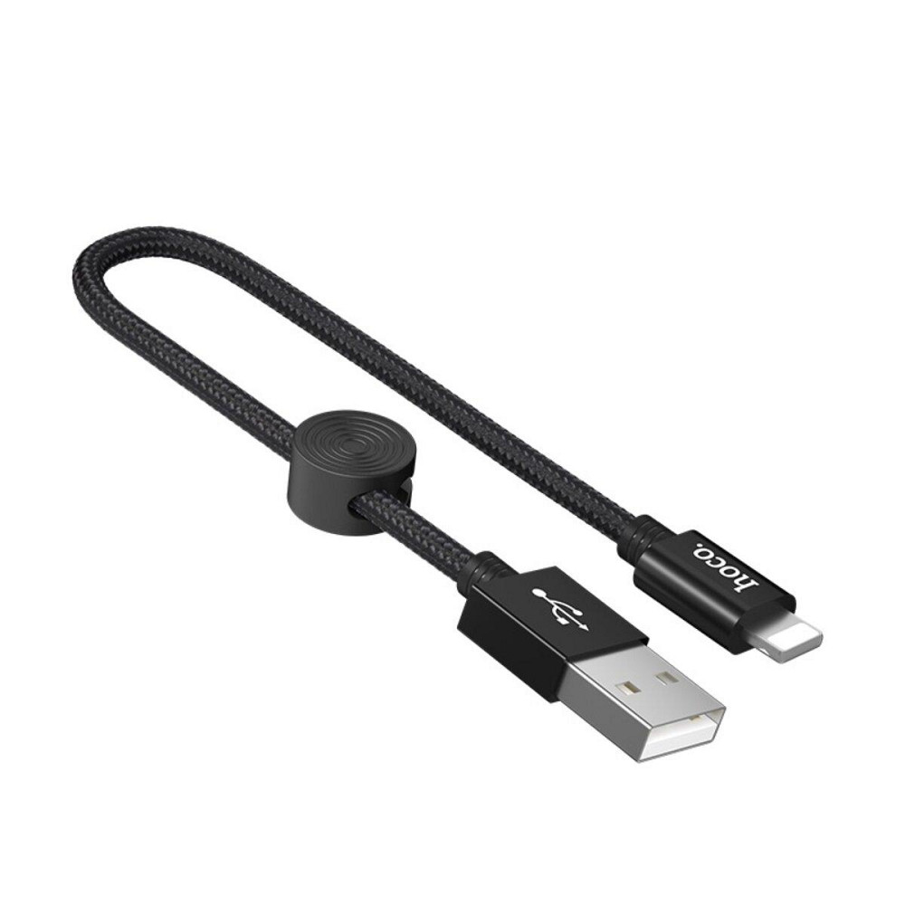 Кабель HOCO X35 USB - Lightning 2.4A, 0.25m, нейлон, алюмінієві конектори, колір чорний 6931474707413 Одеса - фото 1
