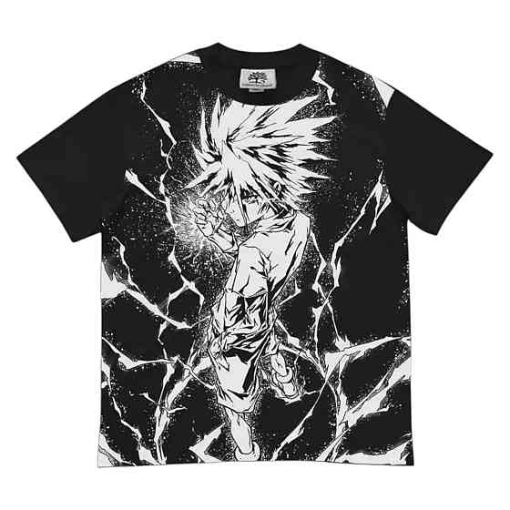Футболка чоловіча з принтом аніме Мисливець × Мисливець Кіллуа Золдйкк Годспеед оверсайз (S/M/L) Черний Дніпро