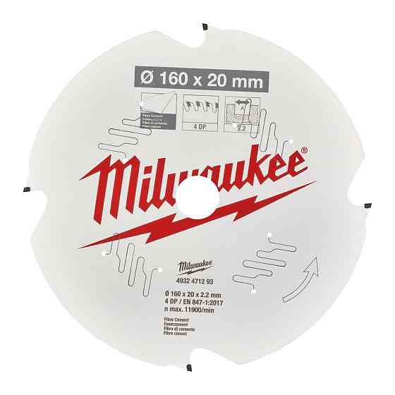 Диск пильный по фиброцементу PFTE MILWAUKEE, диаметр 190х30х1,8мм, 4 зуб. Одесса