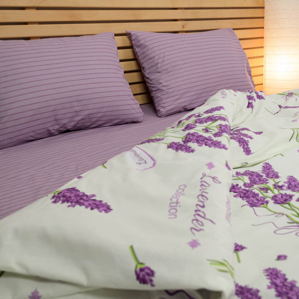 Комплект постельного белья Евро Бязь ранфорс Прованс 120 г/м2 YouStar (Белый с фиолетовым) 2 х 50х70 Сумы - изображение 3