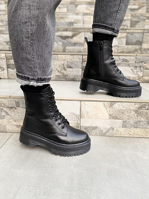 Черевики жіночі RONE Док-5 чорні натуральна шкіра зима висота 13см (4254) Коломия - фото 3