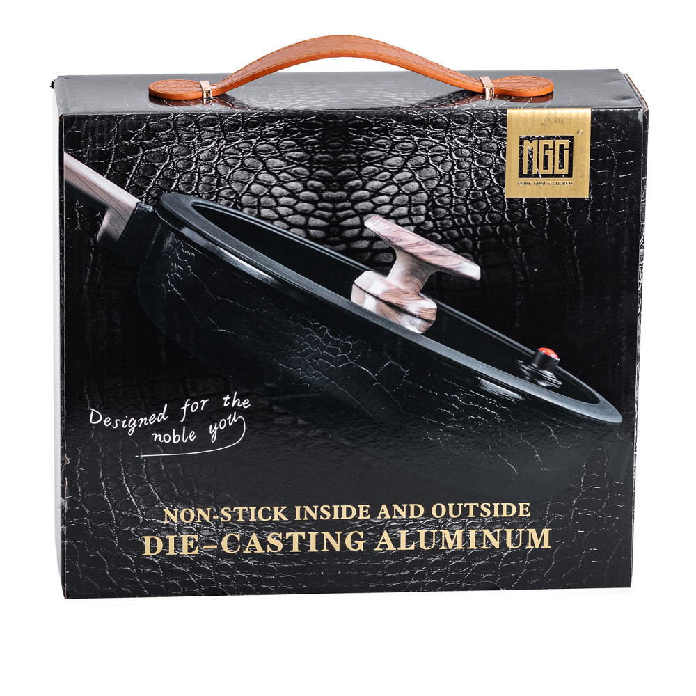 Алюмінієва сковорода з керамічним покриттям антипригарним 1.8 л Ø 24 см чорна MGC HP-4-457B Коломия - фото 9