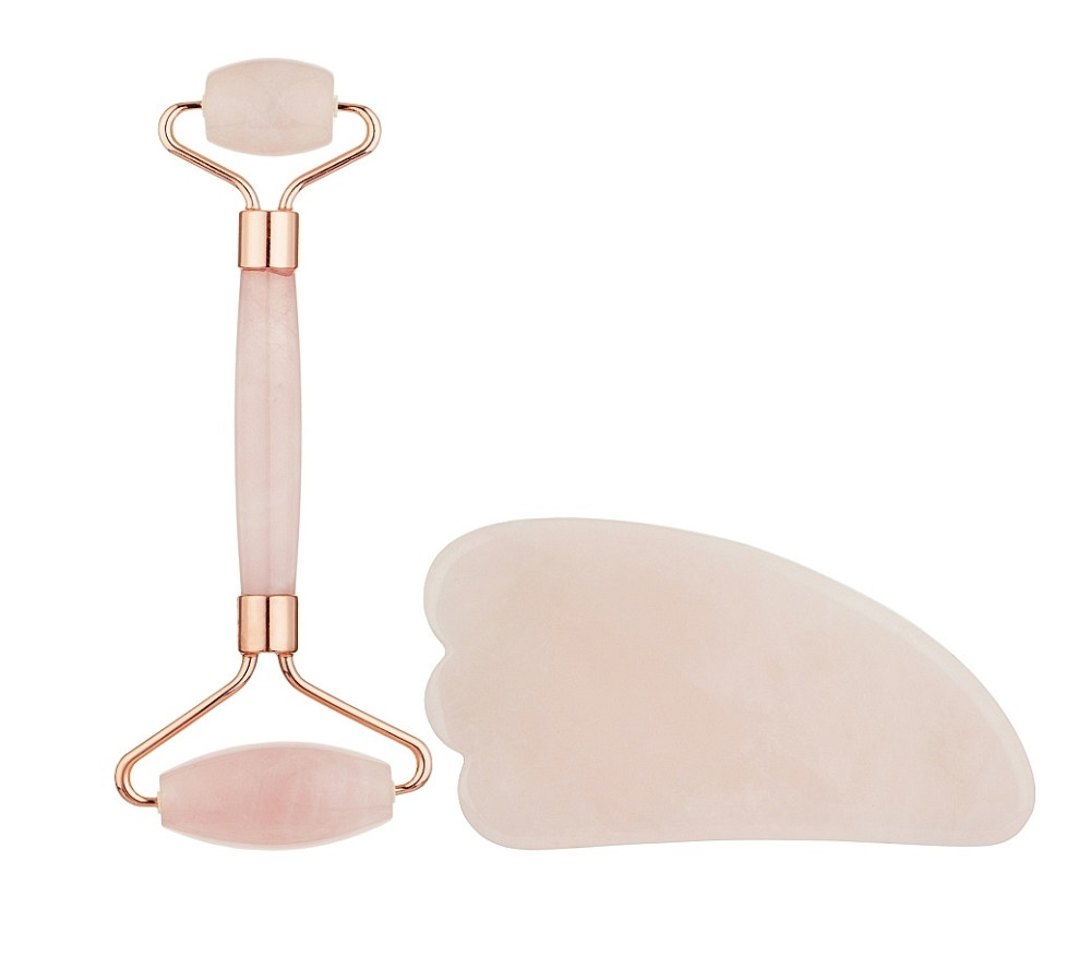 Набір для обличчя з рожевого кварцу Роликовий масажер та скребок Гуаша Reclaire Київ - фото 3