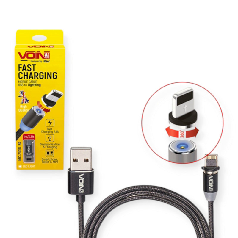 Кабель для заряджання USB - iPhone, 1м, 2.4А чорний (тільки зарядка) Мукачево - фото 1