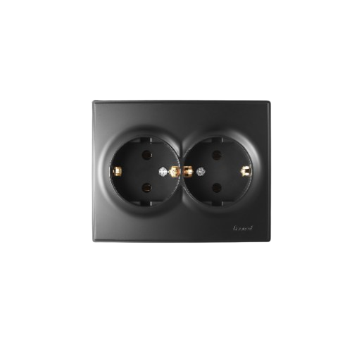 LESYA антрацит Розетка внутрішня 2-а із заземленням Лезард Житомир - изображение 1