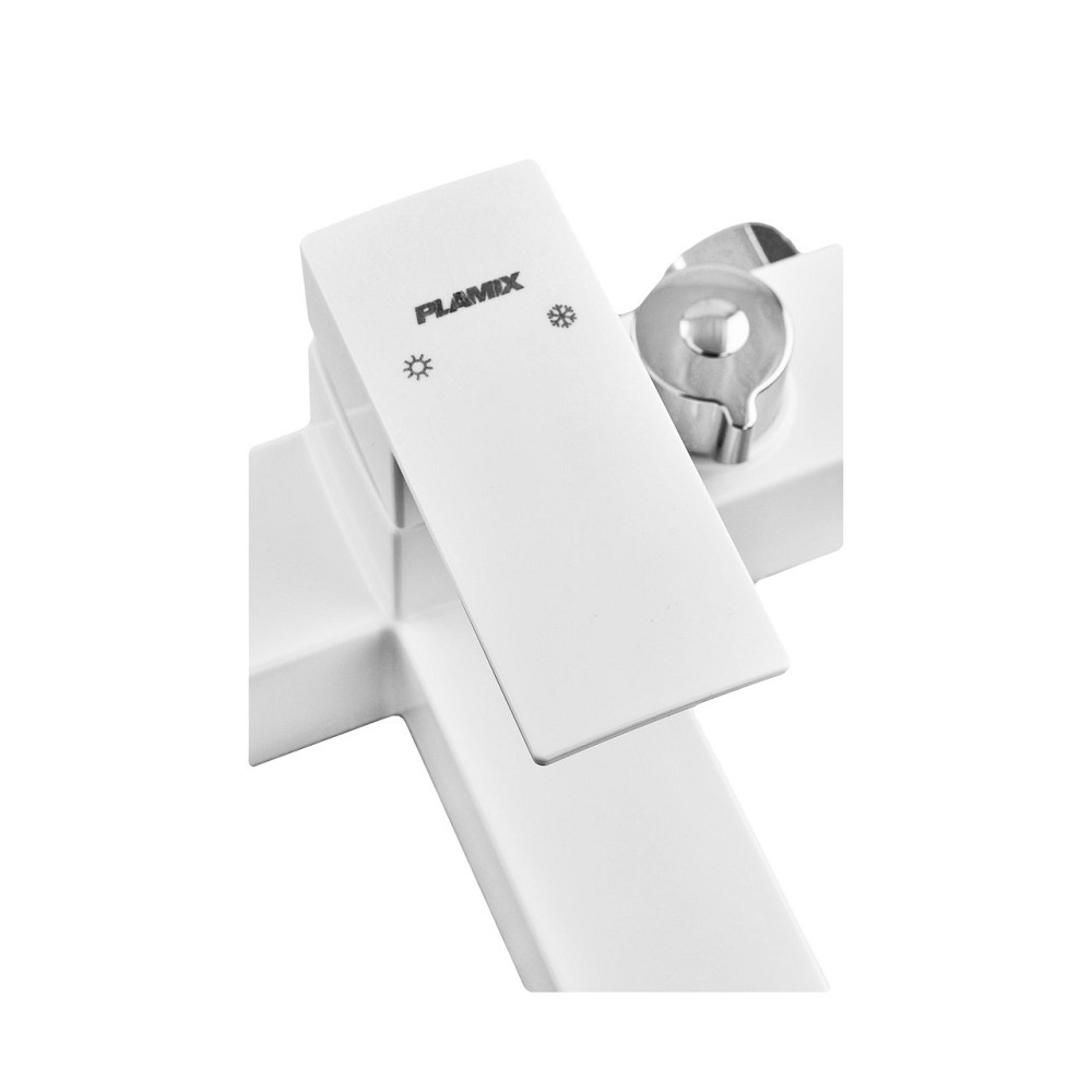 Смеситель для ванны Plamix Kubus-009 EURO SET белый с душевым шлангом и лейкой Харьков - изображение 4