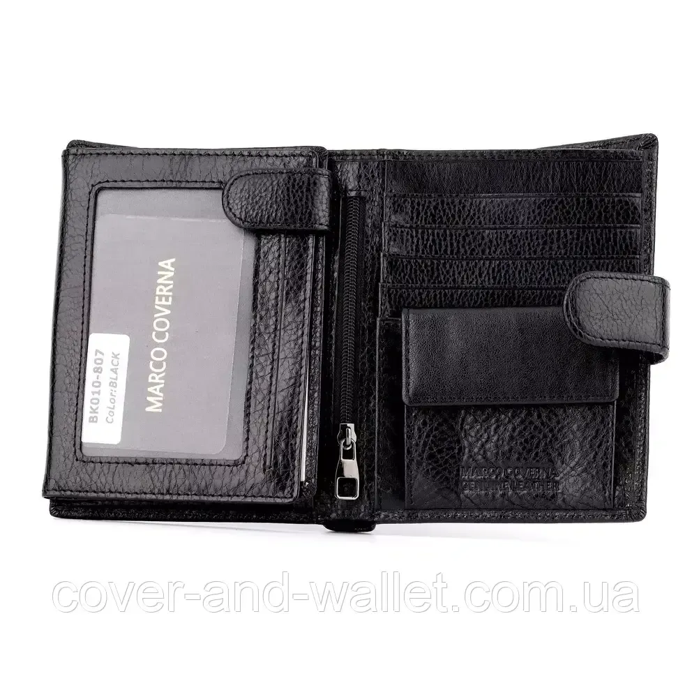 Елітний чоловічий портмоне з відділенням для документів Marco Coverna 010-807 чорний Київ - фото 16