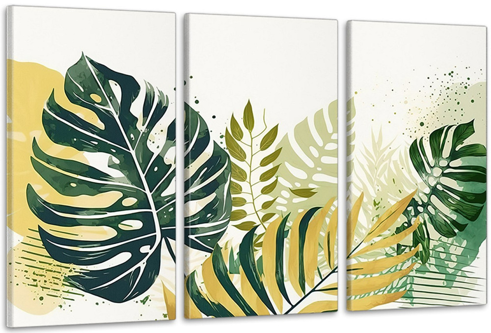 Модульна картина у вітальню/ спальню  Листя квітки    ART-123_3A 70х130 см Київ - фото 1