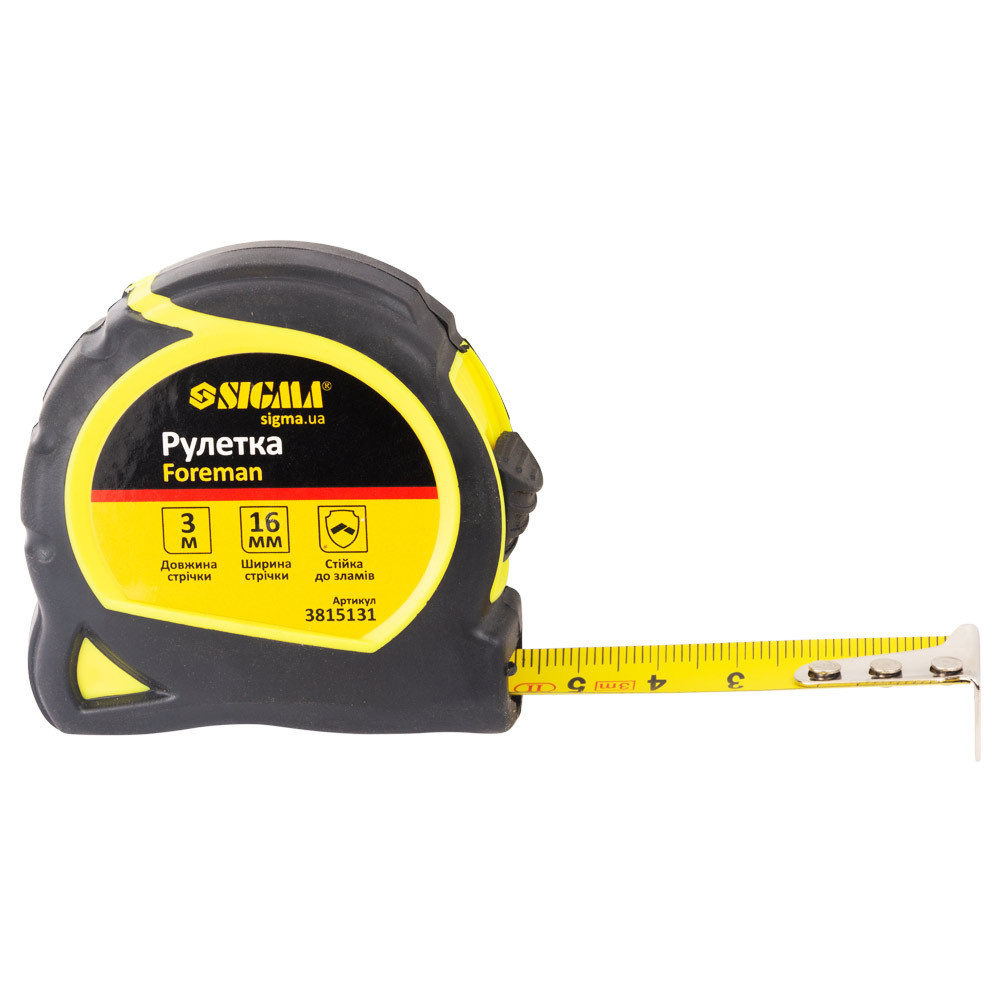 Рулетка Foreman 3 м×16мм без ремінця SIGMA (3815131) Київ - фото 2