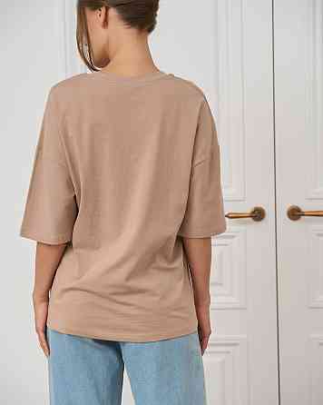 Футболка женская оверсайз круглое горло Nicoletta - Бежевая L Киев