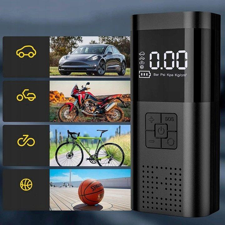 Портативний автомобільний насос 150PSI 12V з акумулятором 6000mAh — насос-повербанк для накачування шин та зарядки гаджетів Київ - фото 4