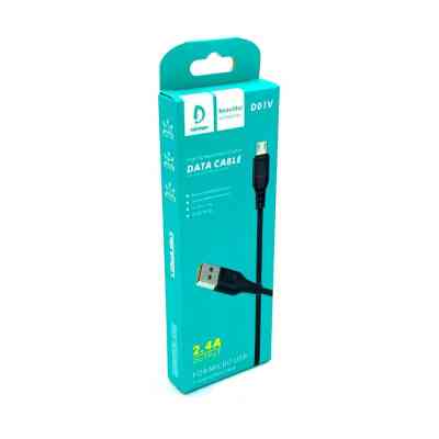 Дата кабель USB 2.0 AM to Micro 5P 1.0m 2.4A silicone black Denmen (DM-D01V-BK) Винница