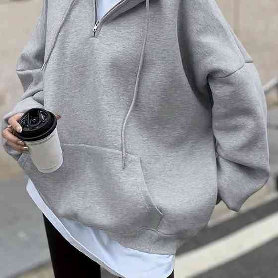 Жіноча утеплена об'ємна оверсайз худі з блискавкою тринитка на флісі Одеса