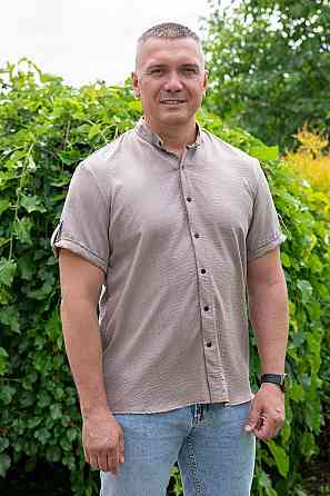 Сорочка чоловіча, короткий рукав, льон, топ Крохатушка одяг Київ