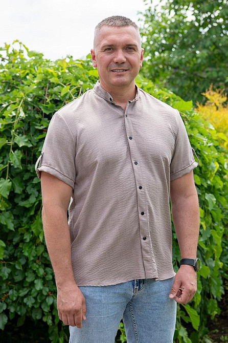 Сорочка чоловіча, короткий рукав, льон, топ Крохатушка одяг Київ - фото 5