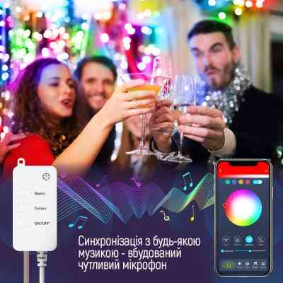 Гирлянда ColorWay Smart LED RGB WiFi+Bluetooth 10M 60LED IP65 (CW-GS-60L10UMC) Винница