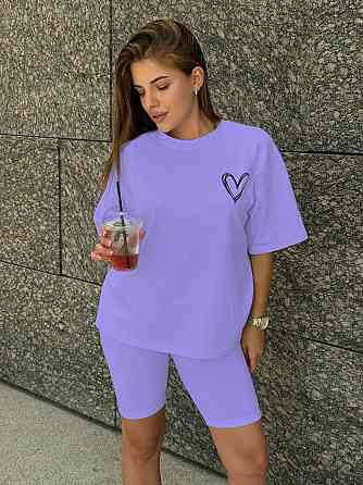 Футболка и велосипедки женские кулир Сиреневый XL/2XL Харьков