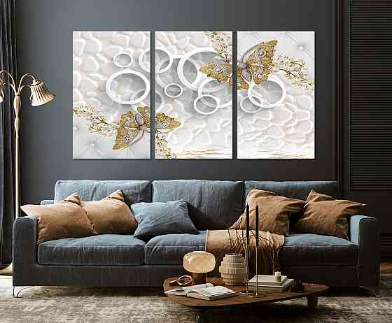 Модульная картина в гостиную / спальню    Золоті метелики    ART-032_3A Киев