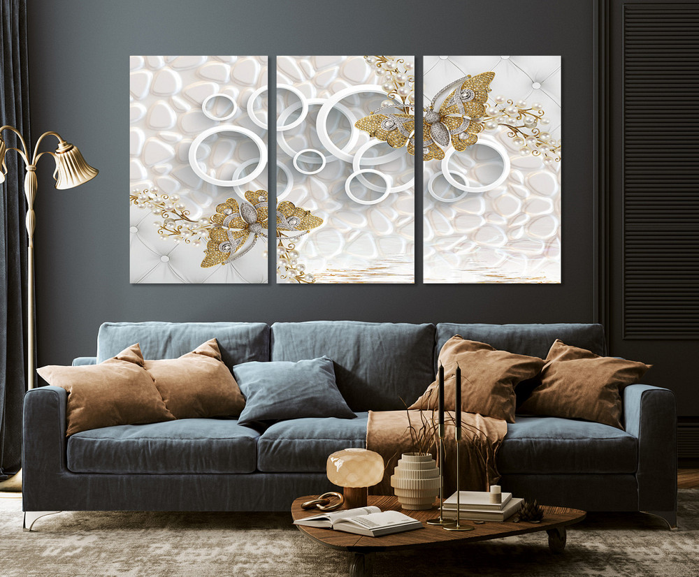 Модульна картина у вітальню/ спальню       Золоті метелики    ART-032_3A Київ - фото 3