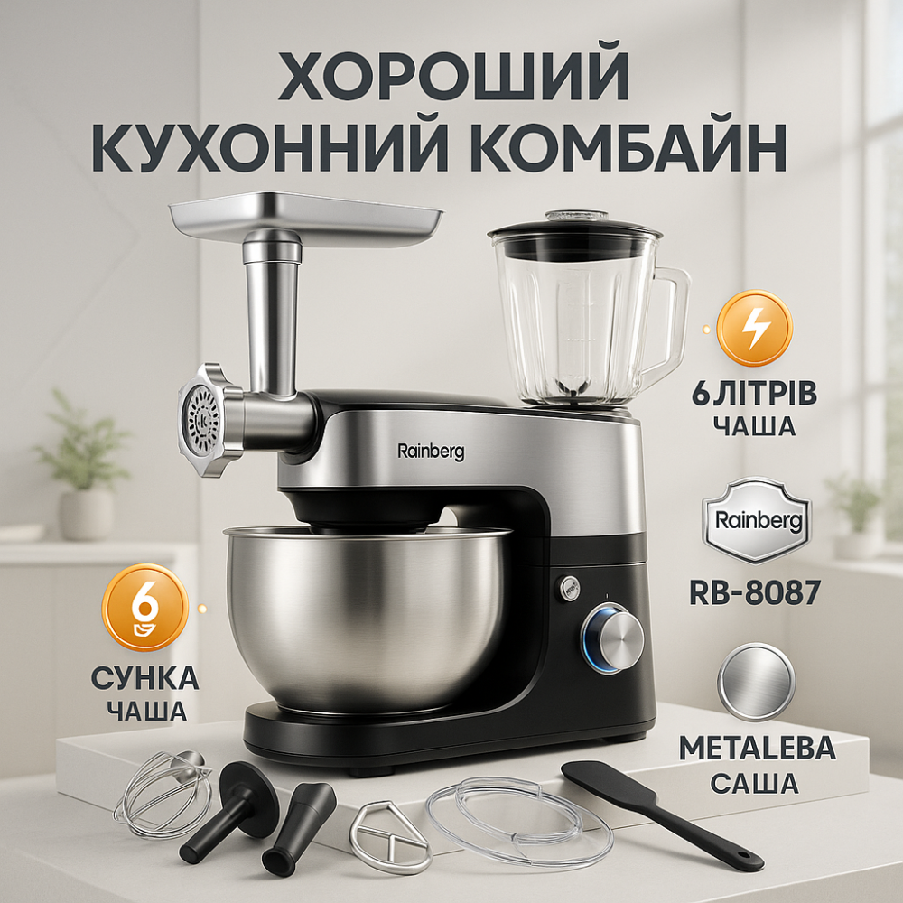 Стаціонарний блендер багатофункціональний, Настільний кухонний тістомісильник, Кухонний прилад міксер PX-74 Львів - фото 13