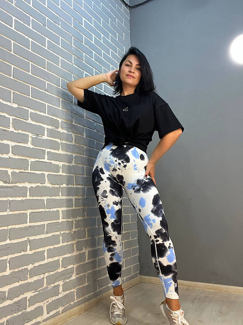 Лосини жіночі A-N 1346 варені тай дай пуш-ап блакитні з чорним, блакитний з чорним, L Київ - фото 3