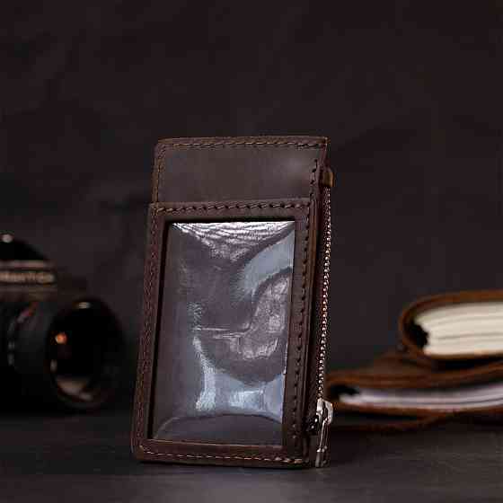 Оригінальний картхолдер з утримувачем для Apple AirTag з натуральної шкіри GRANDE PELLE 11627 Коричневий Київ