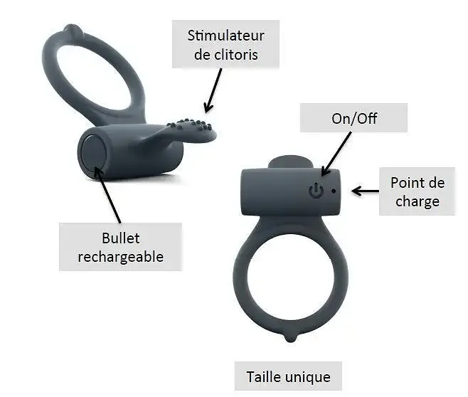 Ерекційне кільце Dorcel Power Clit Plus з вібрацією, перезаряджається, з язичком та щіточкою Львів - фото 5