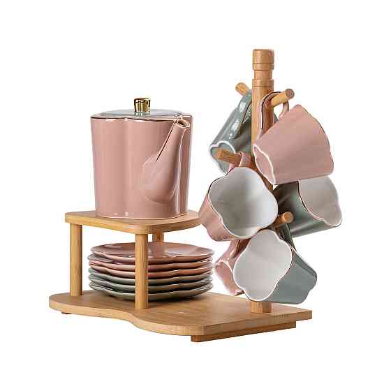 Чайний сервіз на 6 персон з бамбуковою підставкою HP-15-25 Коломия