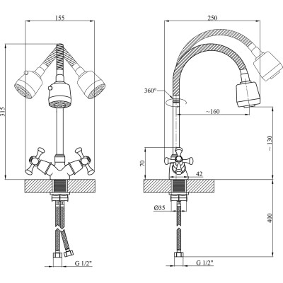 Смеситель Kroner Rhein-C030-1 (CV023573) Винница - изображение 7