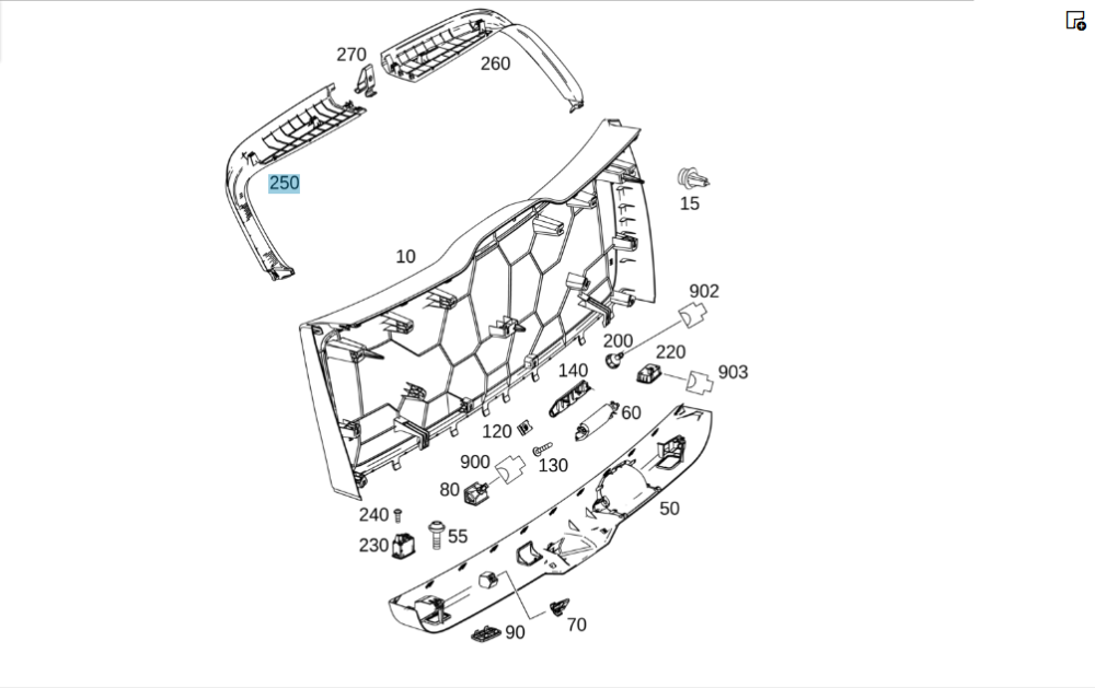 Mercedes-Benz  A1667403900 9051 Накладка кришки багажника внутрішня ліва верхня чорна GL/GLS X166 Одеса - фото 2