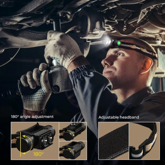 Налобний ліхтар з червоним світлом H25B Pro 500 лм Type-C IPX6 (без акумулятора) Вінниця