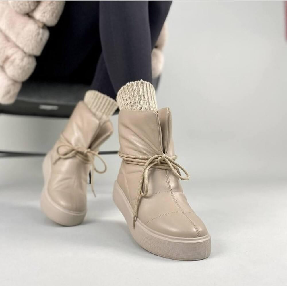 UGG Угги жіночі UGG капучино натуральна шкіра висота 16 см (5206) Коломия - фото 1