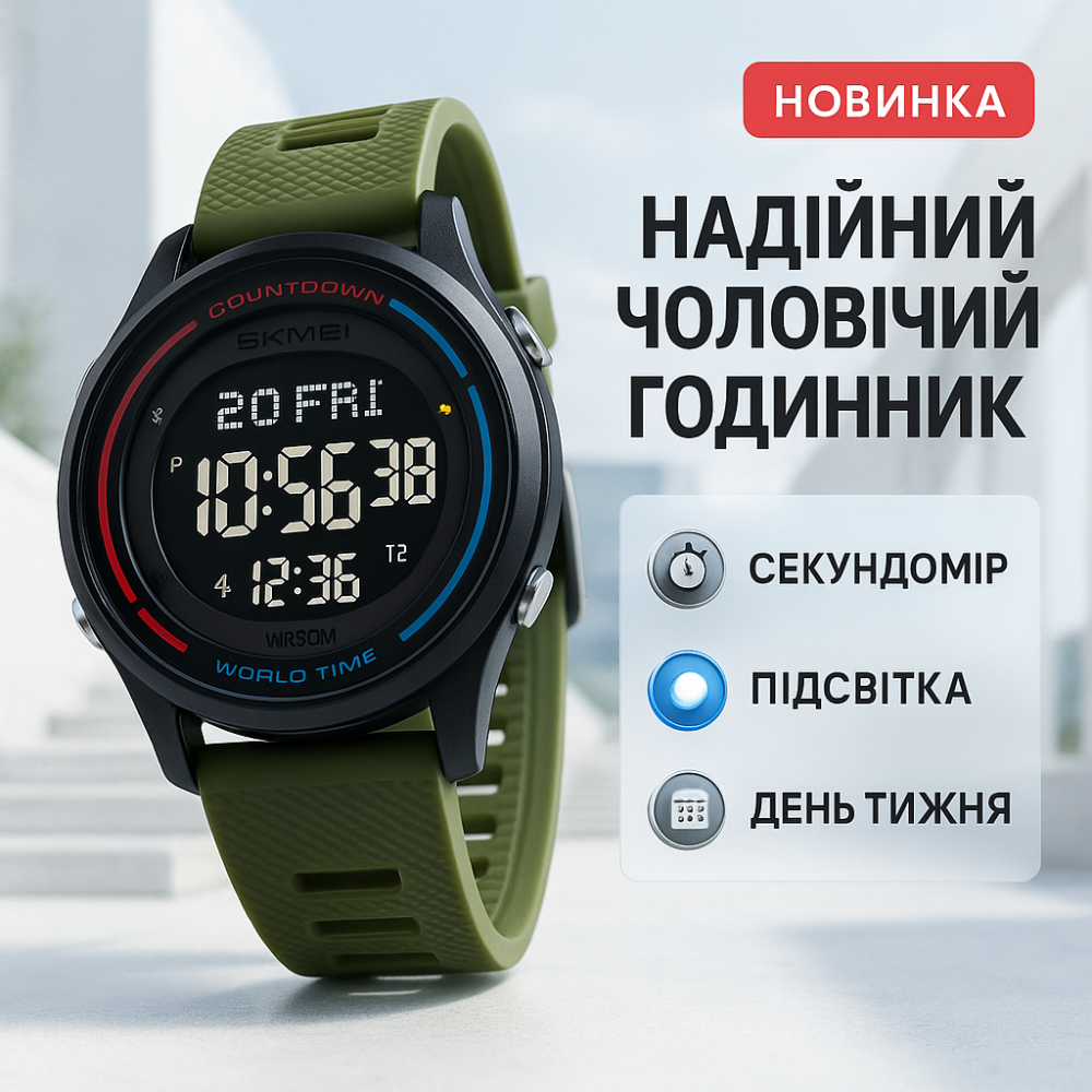 Спортивные мужские часы удобные SKMEI, Военные часы с секундомером Армейские противоударное VO-50 Львов - изображение 3