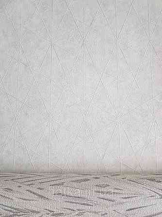 Шпалери вінілові на флізелін Rasch Composition 0,53х10 геометрія смуги фігури під штукатурку білі срібло Київ