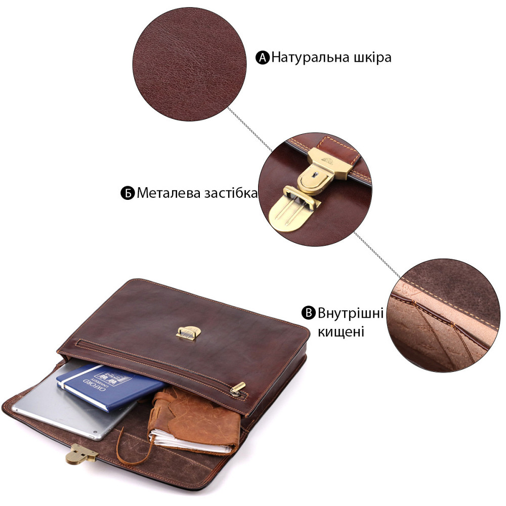 Чоловічий портфель з натуральної шкіри Tony Perotti 20896_1 (8091 moro) Коричневий Київ - фото 4