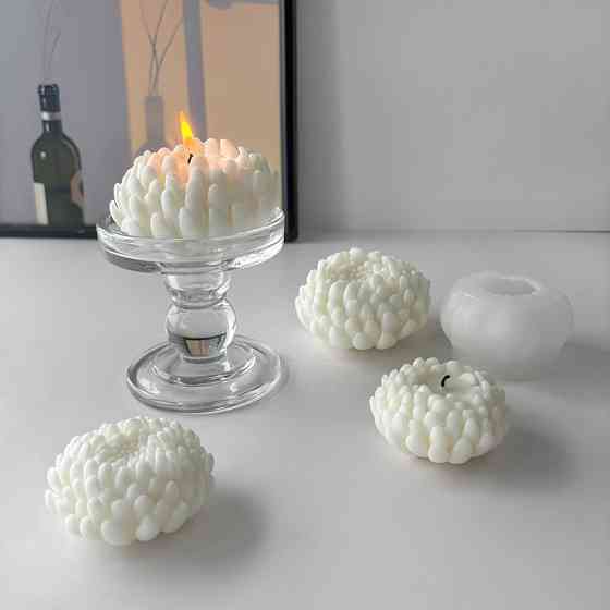 Силиконовая форма для изготовления свечи, молд 55 х 55 мм Хризантема для изделий из соевого,пчелиного воска и парафина Каменец-Подольский